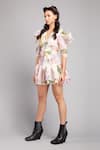 Shop_Gauri & Nainika_Pink Organza Floral Print Layered Dress_Online_at_Aza_Fashions