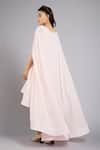 Shop_Gauri & Nainika_Pink Crepe Bateau Asymmetric Cape Dress _at_Aza_Fashions