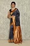 Buy_Samyukta Singhania_Blue Silk Woven Leaf Motifs Pattern Saree _at_Aza_Fashions