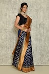 Samyukta Singhania_Blue Silk Woven Leaf Motifs Pattern Saree _Online_at_Aza_Fashions