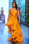 Gauri & Nainika_Yellow Viskolyk One Shoulder Gown _Online_at_Aza_Fashions