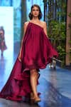 Buy_Gauri & Nainika_Purple Viskolyk One Shoulder Gown _Online_at_Aza_Fashions