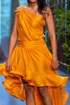 Buy_Gauri & Nainika_Yellow Viskolyk One Shoulder Gown_Online_at_Aza_Fashions