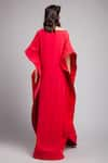 Shop_Gauri & Nainika_Red Crepe Bateau Slit Kaftan _at_Aza_Fashions