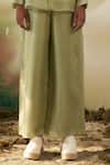 Febo6_Green Silk Organza Plain Pant _Online_at_Aza_Fashions