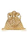 Buy The Pink Potli Gold Pearls, Tassels Embroidered Potli Bag at Aza Fashions Buy_The Pink Potli_Gold Pearls, Tassels Embroidered Potli Bag _at_Aza_Fashions