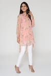Buy_Bha sha_Pink  Georgette Printed Floral  Collar With Inner _Online_at_Aza_Fashions
