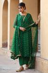 Buy_Gulabo Jaipur_Green Cotton, Georgette Bandhani Keyhole Gomti Print Anarkali Set_at_Aza_Fashions
