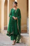 Buy_Gulabo Jaipur_Green Cotton, Georgette Bandhani Keyhole Gomti Print Anarkali Set_Online_at_Aza_Fashions