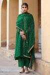 Shop_Gulabo Jaipur_Green Cotton, Georgette Bandhani Keyhole Gomti Print Anarkali Set_Online_at_Aza_Fashions