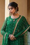 Gulabo Jaipur_Green Cotton, Georgette Bandhani Keyhole Gomti Print Anarkali Set_at_Aza_Fashions