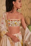 House of Hiya_White Blouse And Lehenga Chanderi & Shantoon Lining Printed Set  _Online_at_Aza_Fashions