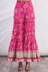 Buy_Gopi Vaid_Pink V Neck Floral Print Jacket And Sharara Set 