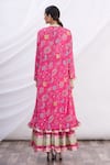 Shop_Gopi Vaid_Pink V Neck Floral Print Jacket And Sharara Set _at_Aza_Fashions