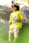 Panchhi by Kanupriya Tibrewala_Yellow Silk Blend Kurta And Dhoti Pant Set _Online_at_Aza_Fashions