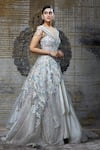 Shantnu Nikhil_White Organza Embroidered Gown_Online_at_Aza_Fashions