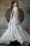Buy_Shantnu Nikhil_White Organza Embroidered Gown_Online_at_Aza_Fashions