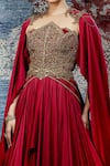 Shop_Shantnu Nikhil_Maroon Satin Draped Gown_Online_at_Aza_Fashions