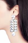 Buy_Ornamaas_Silver Plated Swarovski Crystal Cocktail Chandelier Earrings_at_Aza_Fashions