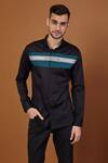 Buy_Seven_Black Cotton Panel Shirt_Online_at_Aza_Fashions