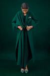 Shop_AMPM_Green Wool Gm Keisha Swirl Embossed  Draped Jacket_Online_at_Aza_Fashions