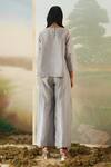 Shop_Febo6_Grey Chanderi Plain Round Top And Pant Set _at_Aza_Fashions