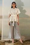 Buy_Febo6_White Chanderi Plain Spread Collar Top And Pant Set _at_Aza_Fashions