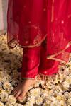 Shop_Apeksha Jain Label_Red Georgette Embroidered Gota Work Round Floral Kurta Set _Online_at_Aza_Fashions