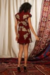 Shop_Nikita Mhaisalkar_Maroon Crepe Silk Embroidered Dress _at_Aza_Fashions