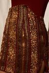 Nikita Mhaisalkar_Maroon Crepe Silk Embroidered Skirt_Online_at_Aza_Fashions