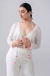 Buy_Kacha Tanka_Ivory Cotton Voile Thread Short Jacket And Sharara Pant Set _Online_at_Aza_Fashions