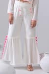 Kacha Tanka_Ivory Cotton Voile Thread Short Jacket And Sharara Pant Set _Online_at_Aza_Fashions