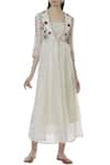 Buy_Ivory by Dipika_Off White Chanderi Inner Round Neckline Kurta Set  _at_Aza_Fashions