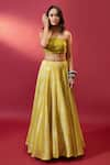 Buy_Nautanky_Yellow Crop Top Organza Lehenga Kasab Satin Inayat And Set _at_Aza_Fashions