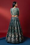 Shop_Nautanky_Green Kasab Satin Dupatta Organza Round Neirin Lehenga Set _at_Aza_Fashions
