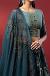 Nautanky_Green Kasab Satin Dupatta Organza Round Neirin Lehenga Set _at_Aza_Fashions