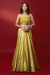 Buy_Nautanky_Yellow Crop Top Organza Lehenga Kasab Satin Inayat And Set _Online_at_Aza_Fashions