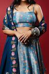 Nautanky_Blue Kasab Satin Dupatta Organza Embroidery Square Neck Noor Lehenga Set _at_Aza_Fashions