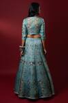 Shop_Nautanky_Blue Kasab Satin Dupatta Organza Embroidery V Neck Inayat Lehenga Set _at_Aza_Fashions