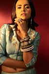 Nautanky_Blue Kasab Satin Dupatta Organza Embroidery V Neck Inayat Lehenga Set _at_Aza_Fashions