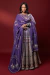 Buy_Nautanky_Purple Kasab Satin Dupatta Organza Round Aaftab Lehenga Set _at_Aza_Fashions