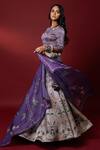 Buy_Nautanky_Purple Kasab Satin Dupatta Organza Round Aaftab Lehenga Set _Online_at_Aza_Fashions