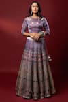 Shop_Nautanky_Purple Kasab Satin Dupatta Organza Round Aaftab Lehenga Set _Online_at_Aza_Fashions