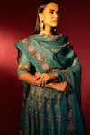 Nautanky_Blue Kasab Satin Dupatta Organza Round Ziba Lehenga Set _at_Aza_Fashions