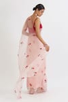 Shop Peeli Dori Pink Silk Organza Embroidery Sweetheart Neck Saree With Blouse at Aza Fashions Shop_Peeli Dori_Pink Silk Organza Embroidery Sweetheart Neck Saree With Blouse _at_Aza_Fashions
