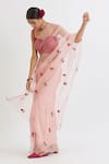 Shop Peeli Dori Pink Silk Organza Embroidery Sweetheart Neck Saree With Blouse Online at Aza Fashions Shop_Peeli Dori_Pink Silk Organza Embroidery Sweetheart Neck Saree With Blouse _Online_at_Aza_Fashions