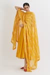 Buy_Peeli Dori_Yellow Rose Cotton Embroidery V Neck Gota Anarkali With Dupatta _Online_at_Aza_Fashions
