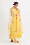 Buy Peeli Dori Yellow Rose Cotton Embroidery Round Anarkali With Dupatta Online at Aza Fashions Buy_Peeli Dori_Yellow Rose Cotton Embroidery Round Anarkali With Dupatta _Online_at_Aza_Fashions