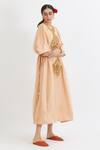 Peeli Dori Peach Silk Organza, Lining Cotton Satin Round Embroidered Kaftan Online at Aza Fashions Peeli Dori_Peach Silk Organza, Lining Cotton Satin Round Embroidered Kaftan _Online_at_Aza_Fashions
