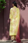 Shop_Amrita Thakur_Yellow Kurta Chanderi Pant Cotton Embroidery V Neck Printed Set _at_Aza_Fashions